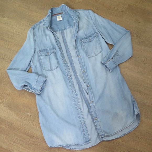 H&M Tops - H&M Long Denim Jean Overthrow Short Cardigan